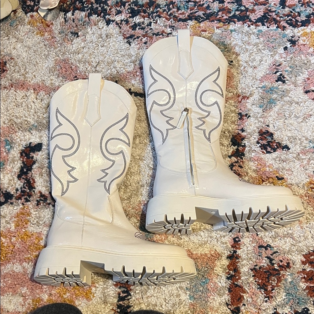 Feners White Western Boots